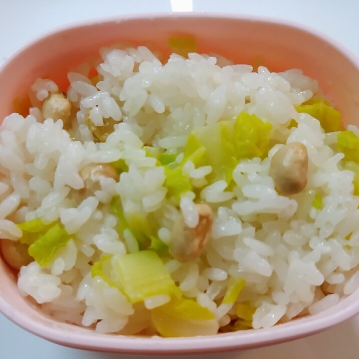 白菜と節分豆の中華炒めご飯